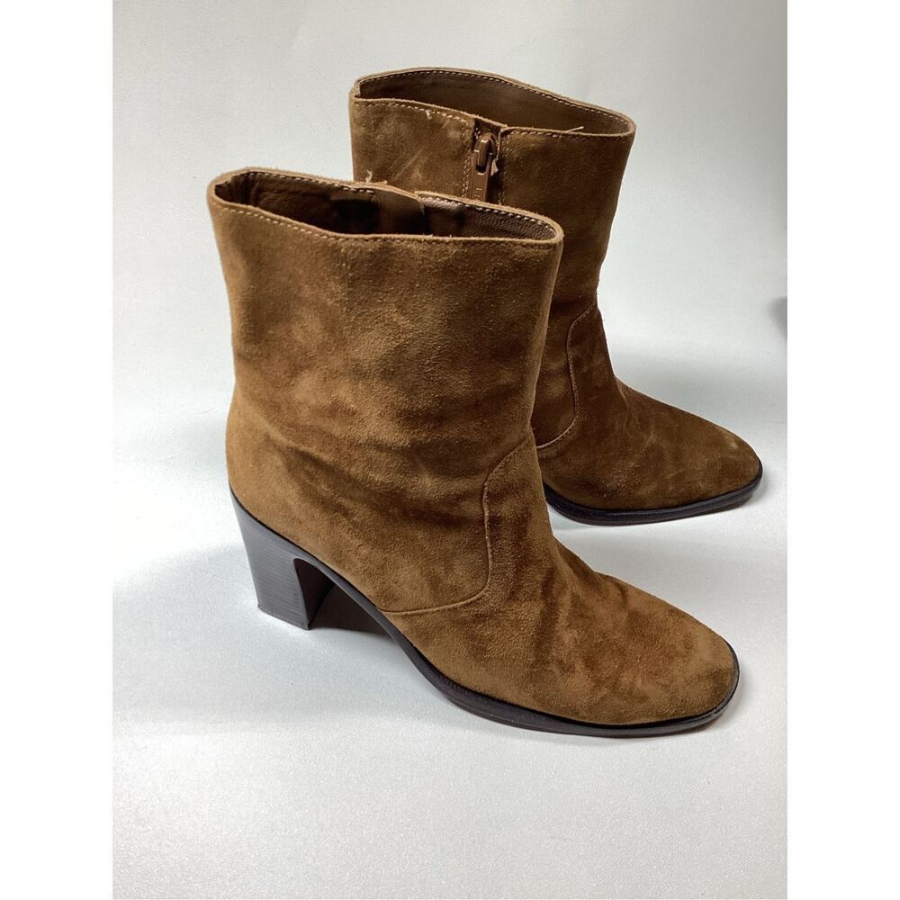 Loeffler Randall Blair Brown Leather‎ Heeled Ankle Boots Women’s Size 7.5 - Picture 7 of 10
